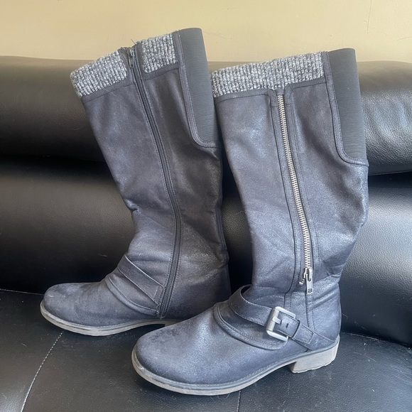 BareTraps Shoes - BareTraps Black Tall Boots with Buckle Detail